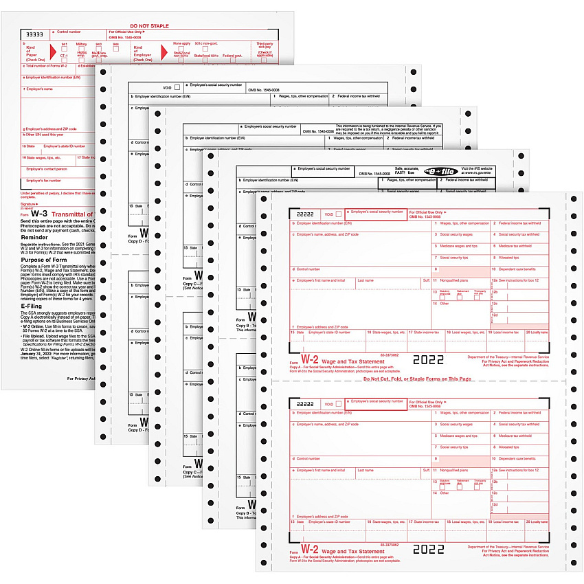 TOPS Carbonless Standard W-2 Tax Forms 4 Part - 5.50" x 8.50" Sheet Size - White Sheet(s) - 24 / Pack (2204)