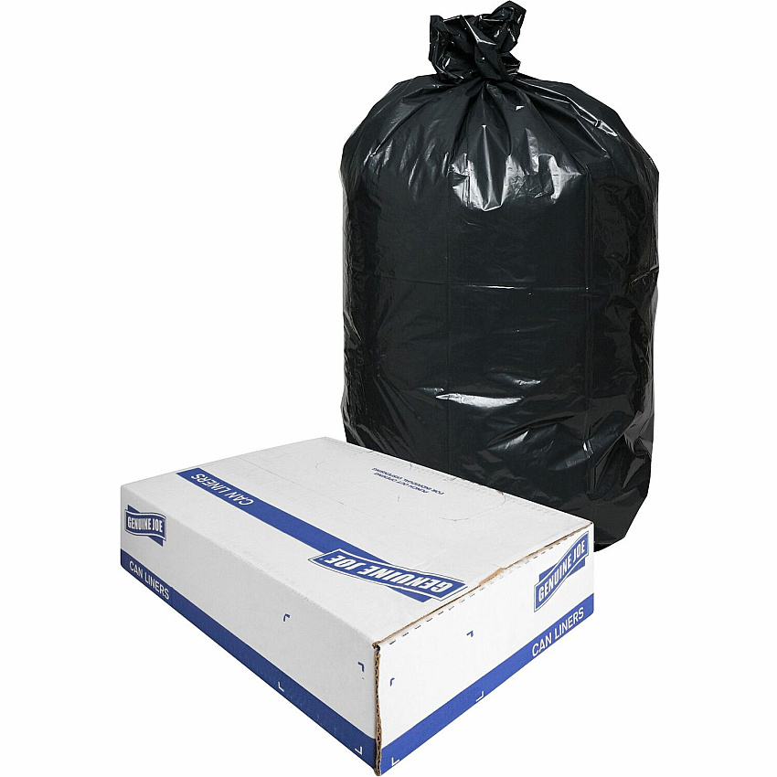 Genuine Joe Heavy-Duty Trash Can Liners Medium Size - 30 gal Capacity - 36" Length x 30" Width x 1.50 mil (38 Micron) Thickness - Low Density - Black - 100/Box - 1 / Carton (GJO01532)