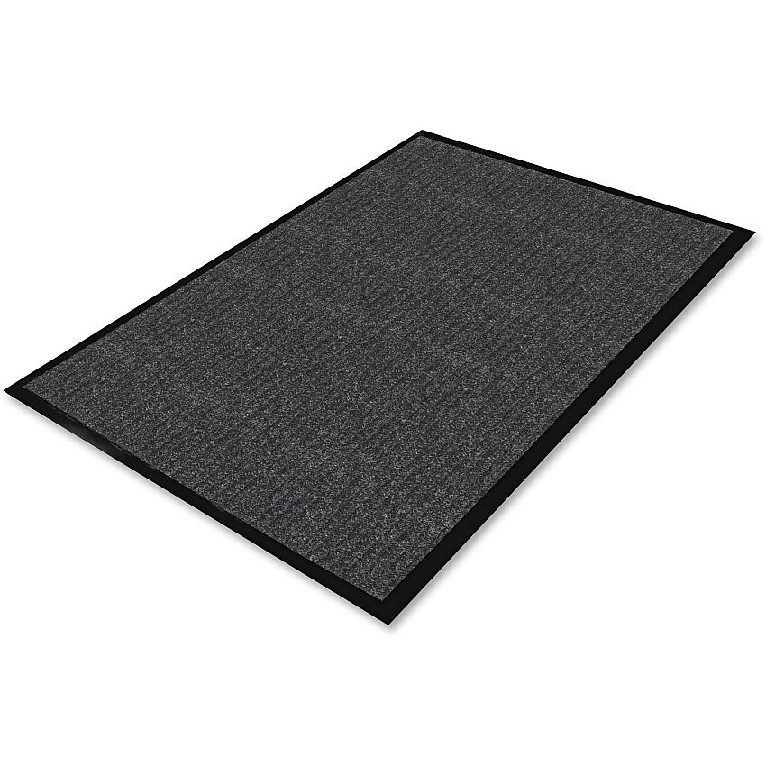 Genuine Joe Ribbed Indoor Wiper Mat Warehouse, Indoor - 72" Length x 48" Width - Vinyl, Polypropylene - Charcoal - 1 Each (GJO55461)