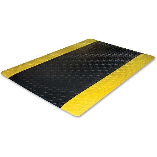 Genuine Joe Safe Step Anti-Fatigue Floor Mats Warehouse, Factory - 36" Length x 24" Width - Black, Yellow - 1 Each (GJO70363)