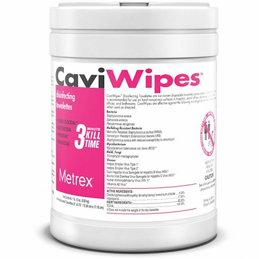 Caviwipes Canister Disinfectant, Bleach-free, Fragrance-free - 160/Tub - 1 Each (MACW078100)