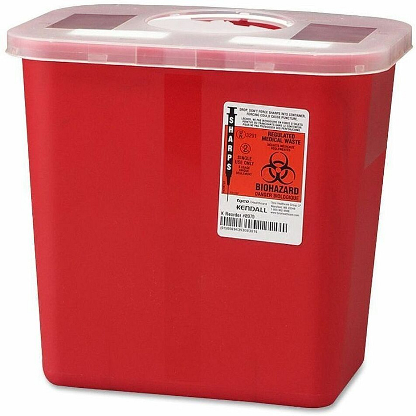 Covidien Sharps Rotor Lid Container 2 gal Capacity - 10" Height x 10.5" Width x 7.3" Depth - Red - 1 Each (SRRO100970)