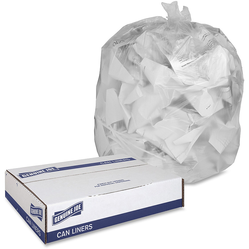 Genuine Joe Economy High-Density Can Liners Small Size - 16 gal Capacity - 32" Length x 24" Width x 0.24 mil (6 Micron) Thickness - High Density - Translucent - Resin - 1000 / Carton (GJO70011)