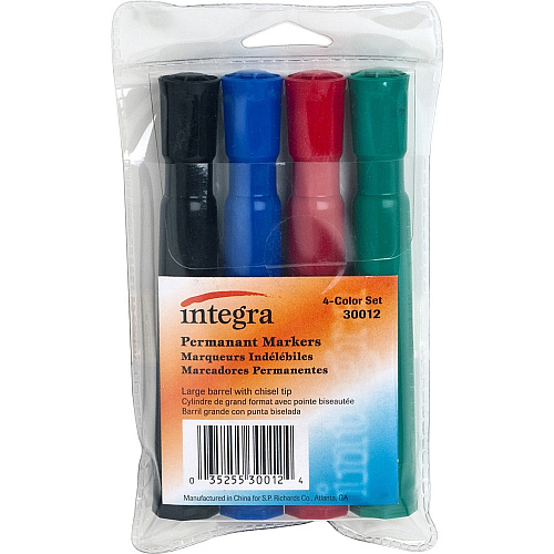 Integra Permanent Chisel Markers Chisel Marker Point - Assorted Ink - 4 / Set (30012)
