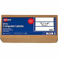 Avery&reg; Continuous Form Computer Labels, Permanent Adhesive, 4" x 15/16" , 5,000 Labels (04065)