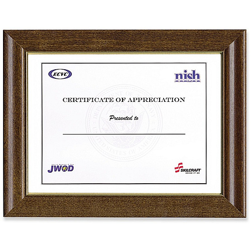 AbilityOne 7105012820631 SKILCRAFT Style C Photo Frame, Wood, 8-1/2 x 11, Walnut Stain