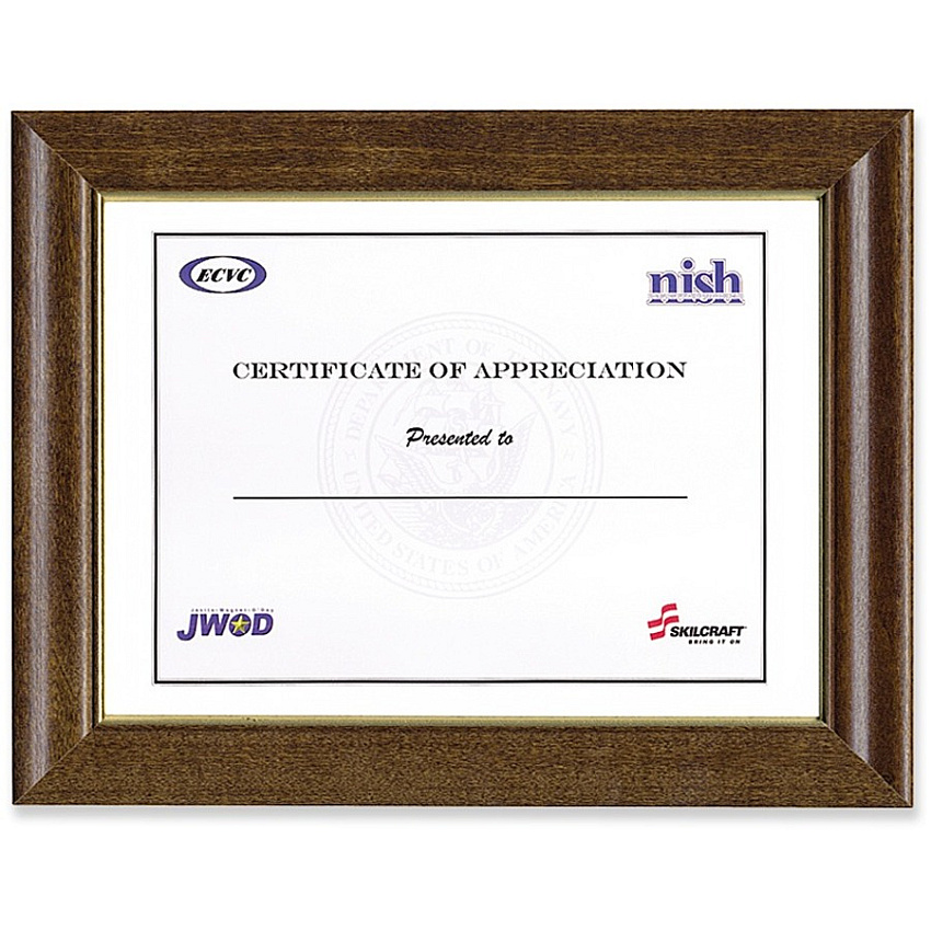AbilityOne 7105012820631 SKILCRAFT Style C Photo Frame, Wood, 8-1/2 x 11, Walnut Stain
