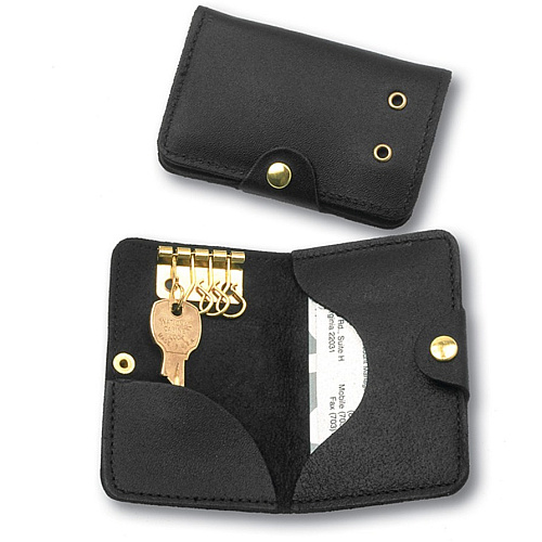 AbilityOne SKILCRAFT Leather Key and Credit Card Holder Leather - 1 Each - Black (4459348)