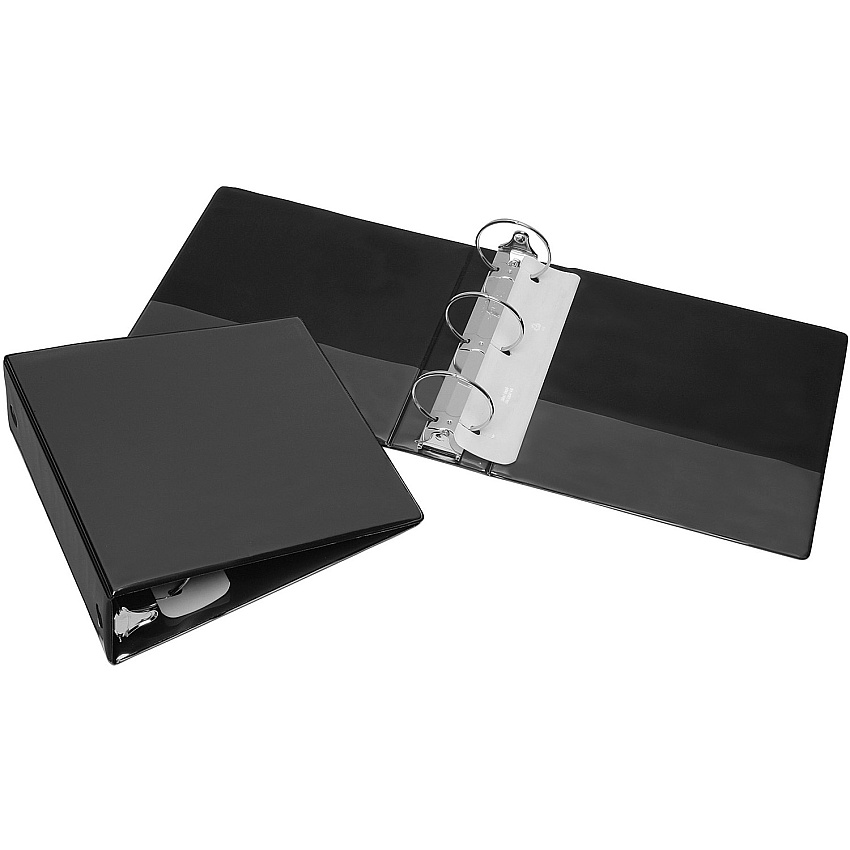 SKILCRAFT Clear Overlay 3-Ring Binder 3" Binder Capacity - Letter - 8 1/2" x 11" Sheet Size - 3 x Round Ring Fastener(s) - Inside Front & Back Pocket(s) - Vinyl - Black - Recycled - Clear Overlay, Heavy Duty, Tear Resist (7510015104871)