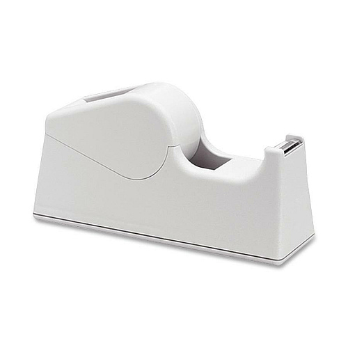 AbilityOne SKILCRAFT Plastic Tape Dispenser Holds Total 1 Tape(s) - Rubber Feet - White, Gray (2402417)