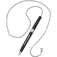 AbilityOne SKILCRAFT Chain Pen Medium Pen Point - Refillable - Black - Black Rubber Barrel - 1 Dozen (4493740)