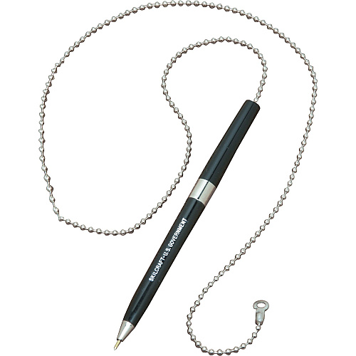 AbilityOne SKILCRAFT Chain Pen Medium Pen Point - Refillable - Black - Black Rubber Barrel - 1 Dozen (4493740)
