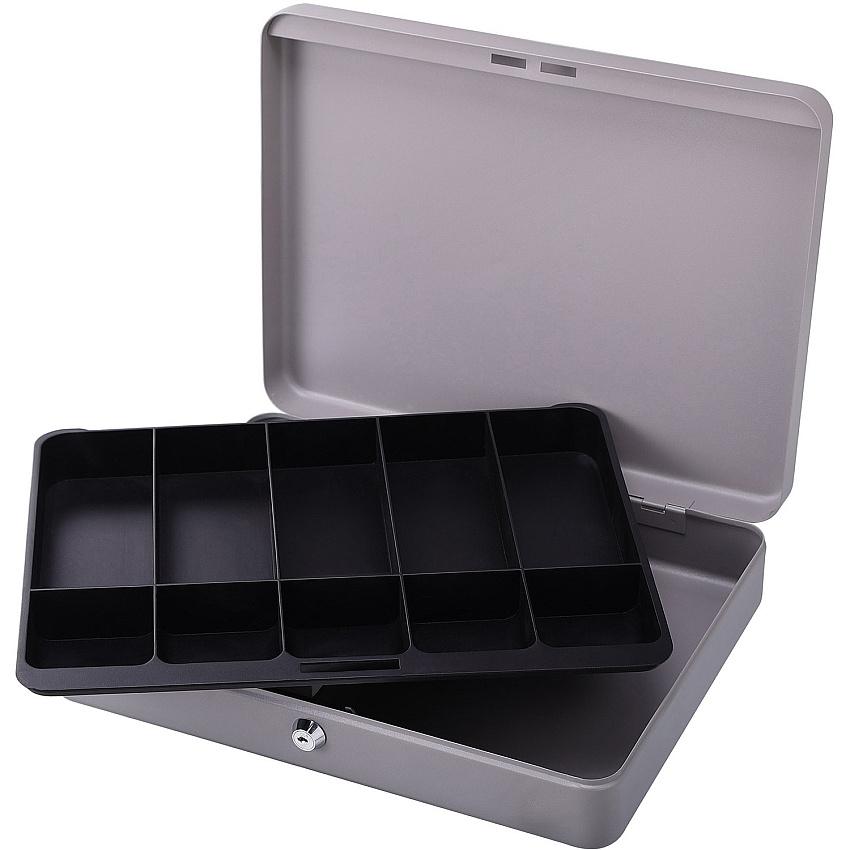 Sparco All-Steel Locking Cash Box with Tray 5 Bill - 5 Coin - Steel - Gray - 2" Height x 10.5" Width x 15" Depth (15500)