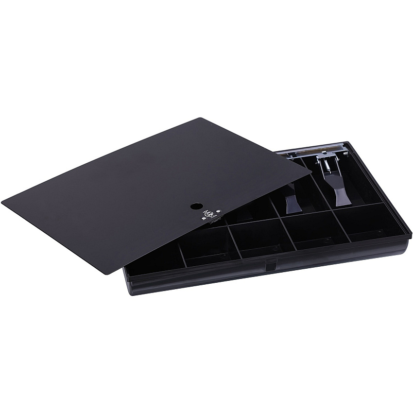 Sparco Locking Cover Money Tray 5 Bill/5 Coin Compartment(s) - Black - 1 Each (15505)