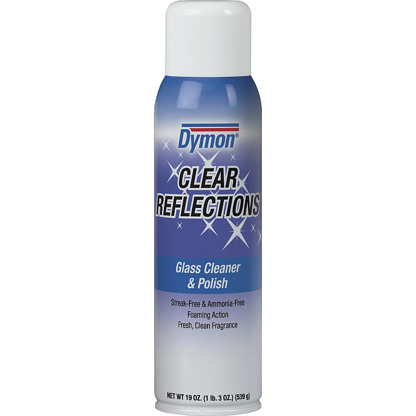 Dymon Clear Reflections Aerosol Glass Cleaner For Screen, Window, Mirror, Lens, Windshield - 19 fl oz (0.6 quart) - Recommended For: Grease Remover, Fingerprint Remover, Soil Remover, Oil Remover - Residue-free - Silver, Blue - 1 Each (38520)