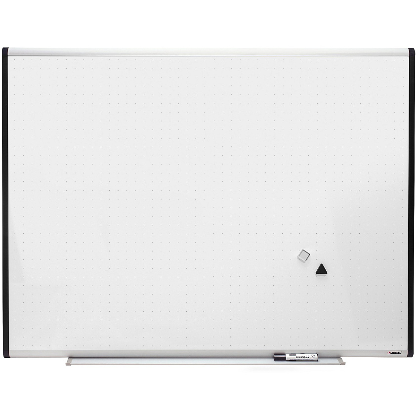 Lorell Signature Series Magnetic Dry-erase Markerboard 48" (4 ft) Width x 36" (3 ft) Height - Porcelain Surface - Silver, Ebony Frame - Magnetic - Grid Pattern - 1 Each (LLR69652)
