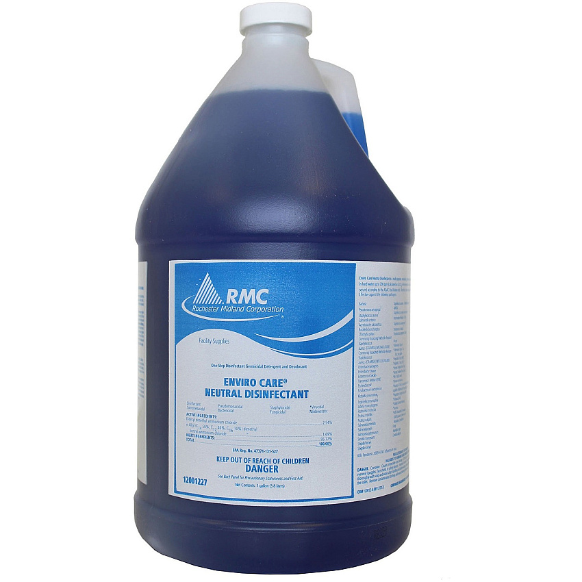 Rochester Midland RMC Enviro Care Neutral Disinfectant Concentrate - 128 fl oz (4 quart) - pH Neutral - Blue - 1 Each (PC12001227)