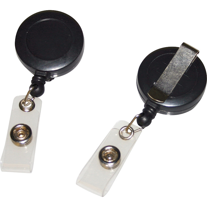 Fellowes Retractable ID Holder with Belt Clip 4.5" Height x 1.3" Width x 0.3" Depth - Black - 25 / Box (52054)