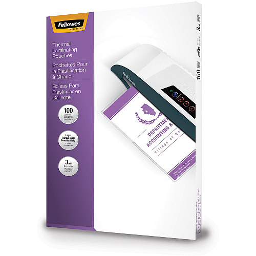 Fellowes Legal-Size Glossy Thermal Laminating Pouches Sheet Size Supported: Legal - Laminating Pouch/Sheet Size: 9" Width x 3 mil Thickness - Type G - Glossy - for Document - Durable - Clear - 100 / Pack (52455)