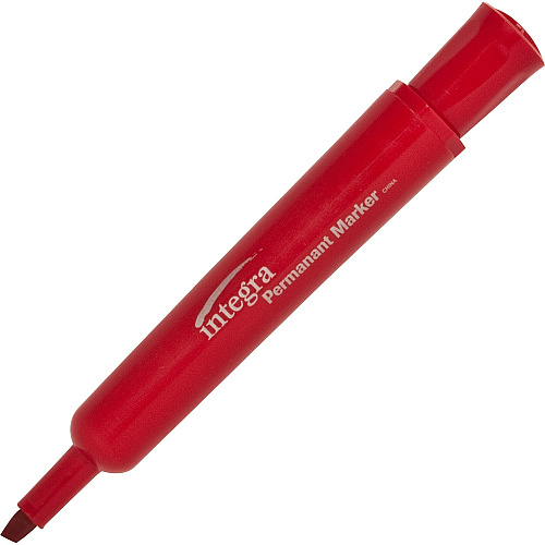 Integra Permanent Chisel Markers Chisel Marker Point - Red Ink - 1 Dozen (33328)