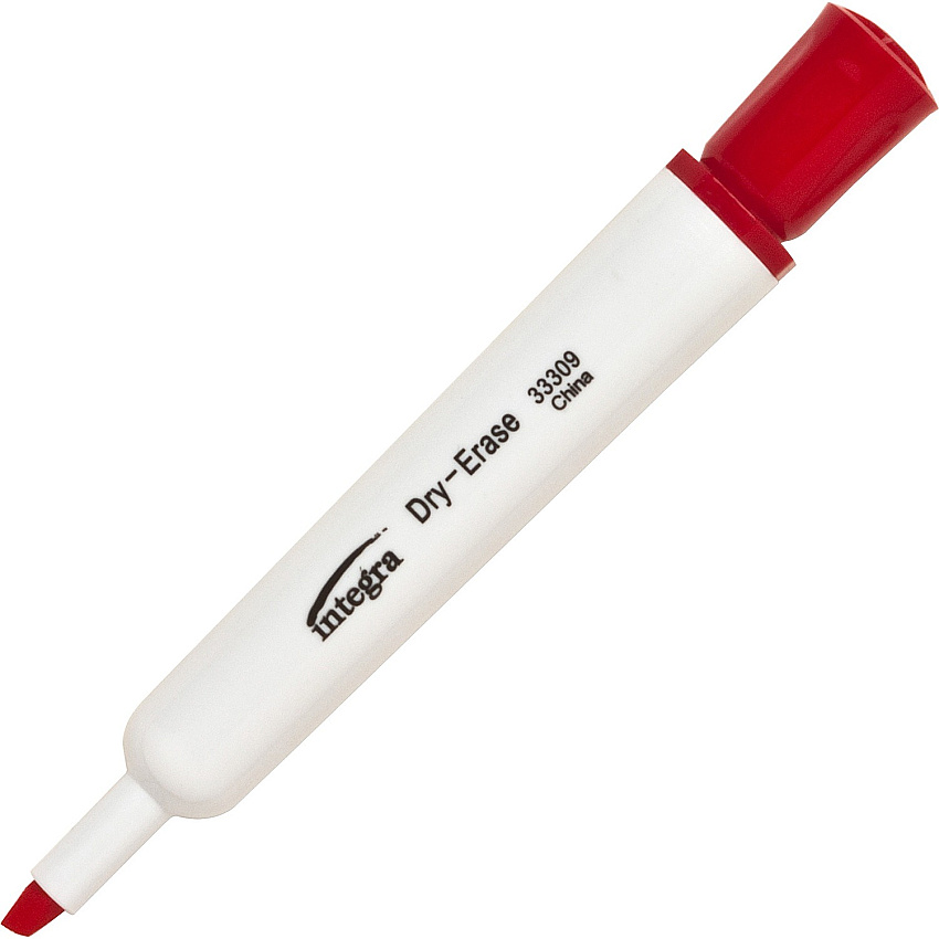 Integra Chisel Point Dry-erase Markers Chisel Marker Point - Red Ink - 1 Dozen (33309)
