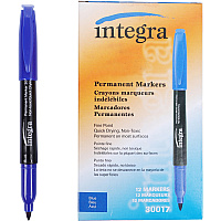 Integra Permanent Fine Point Markers Fine Marker Point - Blue Ink - 1 Dozen (30017)