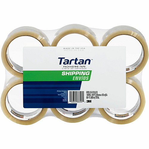 Tartan General-Purpose Packaging Tape 54.60 yd Length x 1.88" Width x 1.9 mil Thickness - 3" Core - Clear - Rubber Resin Backing - Nick Resistant, Abrasion Resistant, Moisture Resistant, Scuff Resistant, Tear Resistant, Split Resistant, Slip R (37102CRPK)