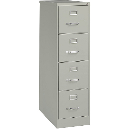 Lorell Fortress Series 26-1/2" Commercial-Grade Vertical File Cabinet 15" Width x 26.5" Depth x 52" Height - 4 x Drawer(s) for File - Letter - Vertical - Security Lock, Ball-bearing Suspension, Heavy Duty - Light Gray - Steel - Recycled (LLR60192)