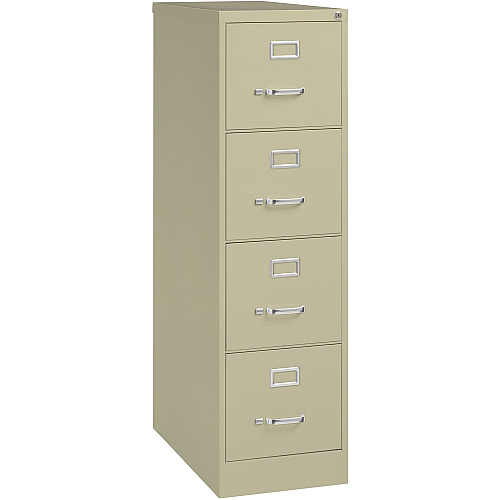 Lorell Fortress Series 26-1/2" Commercial-Grade Vertical File Cabinet 15" Width x 26.5" Depth x 52" Height - 4 x Drawer(s) for File - Letter - Vertical - Security Lock, Ball-bearing Suspension, Heavy Duty - Putty - Steel - Recycled (LLR60193)