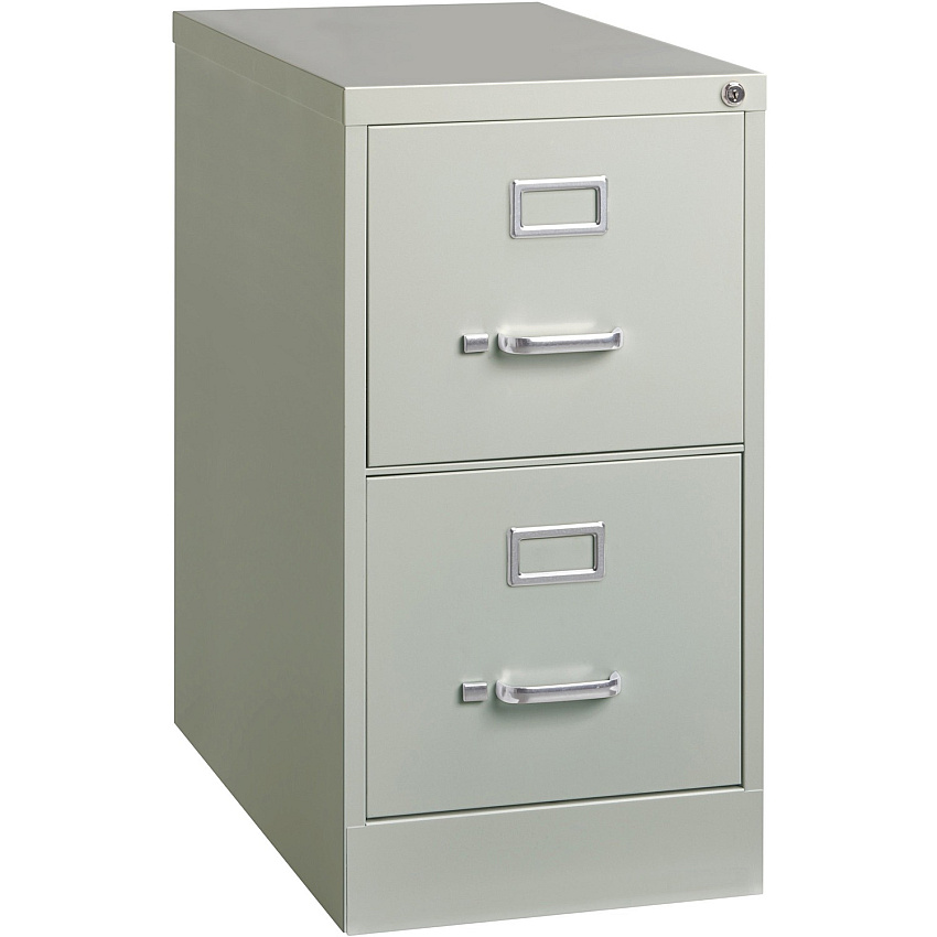 Lorell Fortress Series 26-1/2" Commercial-Grade Vertical File Cabinet 15" Width x 26.5" Depth x 28.4" Height - 2 x Drawer(s) for File - Letter - Vertical - Security Lock, Ball-bearing Suspension, Heavy Duty - Light Gray - Steel - Recycled (LLR60195)