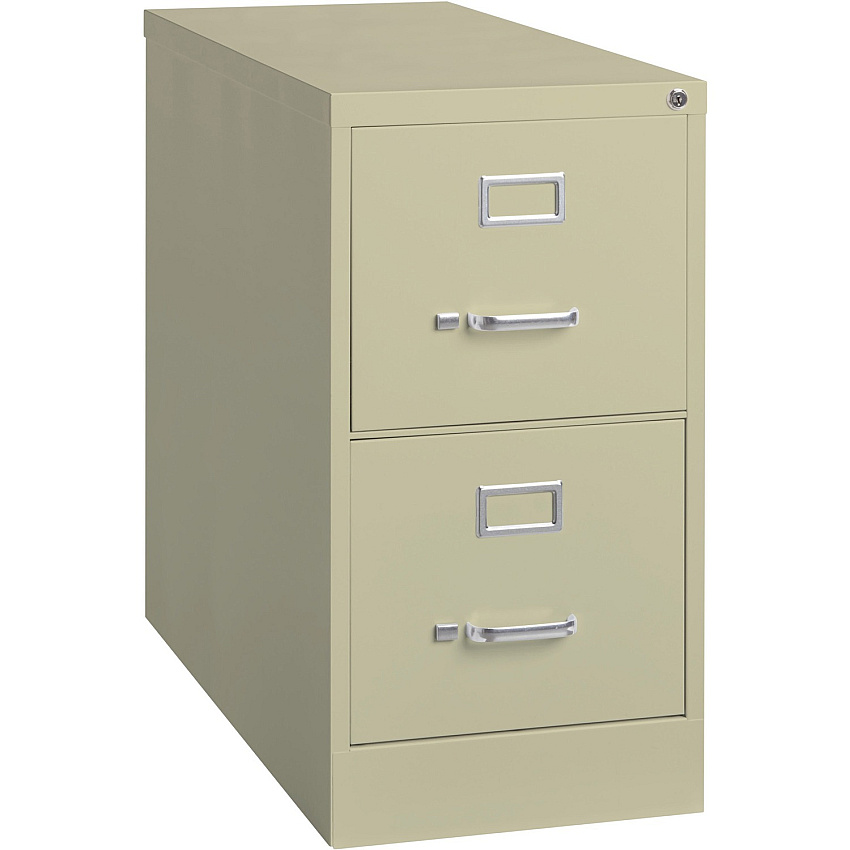 Lorell Fortress Series 26-1/2" Commercial-Grade Vertical File Cabinet 15" Width x 26.5" Depth x 28.4" Height - 2 x Drawer(s) for File - Letter - Vertical - Security Lock, Ball-bearing Suspension, Heavy Duty - Putty - Steel - Recycled (LLR60196)