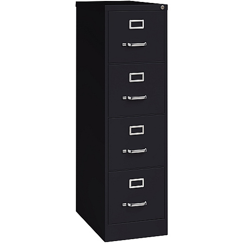 Lorell Fortress Series 25" Commercial-Grade Vertical File Cabinet 15" Width x 25" Depth x 52" Height - 4 x Drawer(s) for File - Letter - Vertical - Security Lock, Ball-bearing Suspension, Heavy Duty - Black - Steel - Recycled (LLR60650)