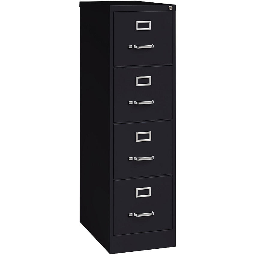 Lorell Fortress Series 25" Commercial-Grade Vertical File Cabinet 15" Width x 25" Depth x 52" Height - 4 x Drawer(s) for File - Letter - Vertical - Security Lock, Ball-bearing Suspension, Heavy Duty - Black - Steel - Recycled (LLR60650)