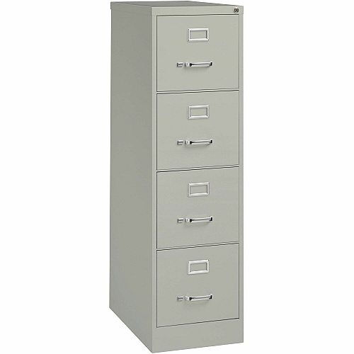 Lorell Fortress Series 25" Commercial-Grade Vertical File Cabinet 15" Width x 25" Depth x 52" Height - 4 x Drawer(s) for File - Letter - Vertical - Security Lock, Ball-bearing Suspension, Heavy Duty - Light Gray - Steel - Recycled (LLR60651)