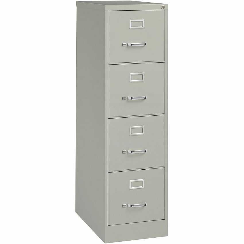 Lorell Fortress Series 25" Commercial-Grade Vertical File Cabinet 15" Width x 25" Depth x 52" Height - 4 x Drawer(s) for File - Letter - Vertical - Security Lock, Ball-bearing Suspension, Heavy Duty - Light Gray - Steel - Recycled (LLR60651)