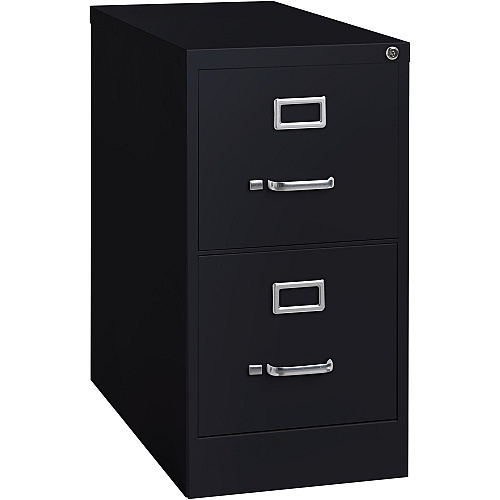 Lorell Fortress Series 25" Commercial-Grade Vertical File Cabinet 15" Width x 25" Depth x 28.4" Height - 2 x Drawer(s) for File - Letter - Vertical - Security Lock, Ball-bearing Suspension, Heavy Duty - Black - Steel - Recycled (LLR60653)