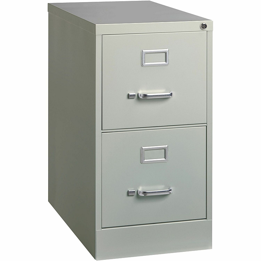 Lorell Fortress Series 25" Commercial-Grade Vertical File Cabinet 15" Width x 25" Depth x 28.4" Height - 2 x Drawer(s) for File - Letter - Vertical - Security Lock, Ball-bearing Suspension, Heavy Duty - Light Gray - Steel - Recycled (LLR60654)