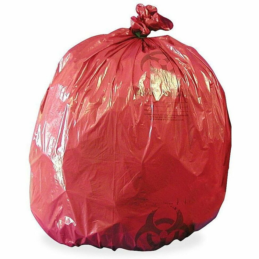 Medegen MHMS Red Biohazard Infectious Waste Liners 7 gal Capacity - 24" Length x 24" Width x 1.20 mil (30 Micron) Thickness - Red - 50 / Box (RIWB142424)