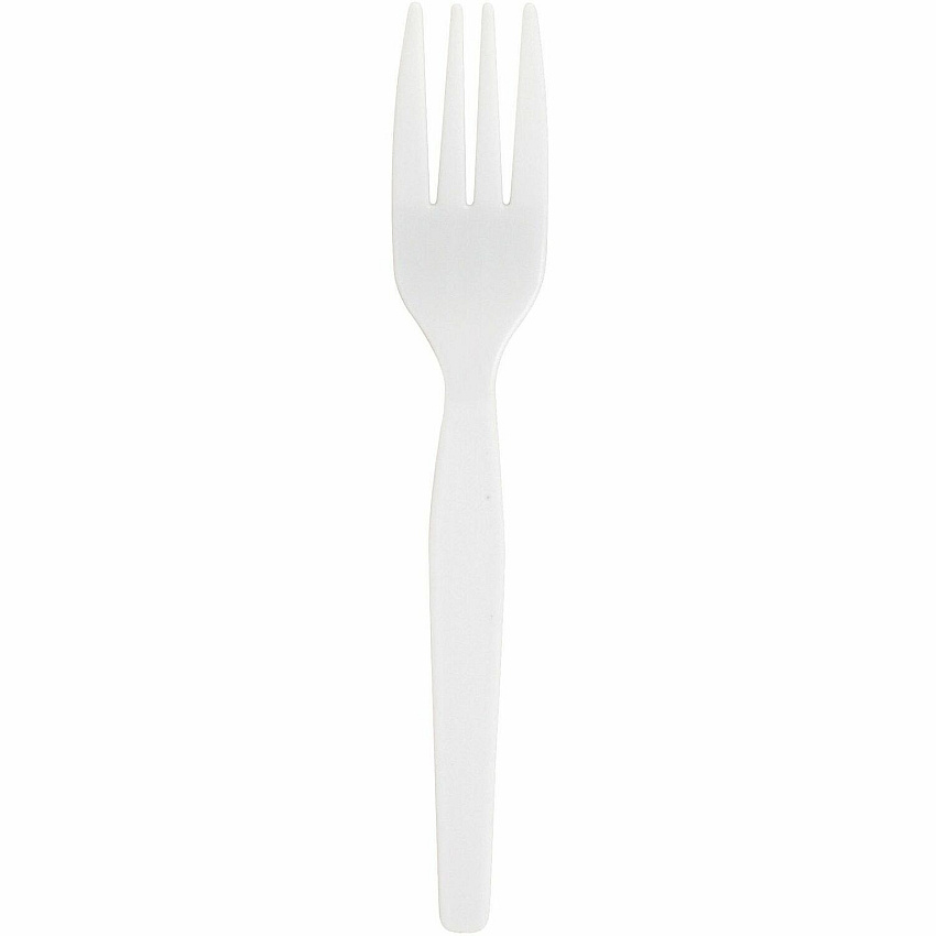 Genuine Joe Heavyweight White Plastic Forks Disposable - White - 100 / Box (GJO0010430)