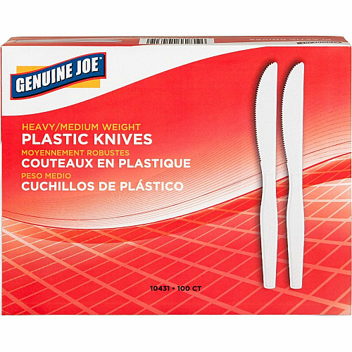 Genuine Joe Heavyweight Disposable Knives Disposable - White - 100 / Box (GJO10431)