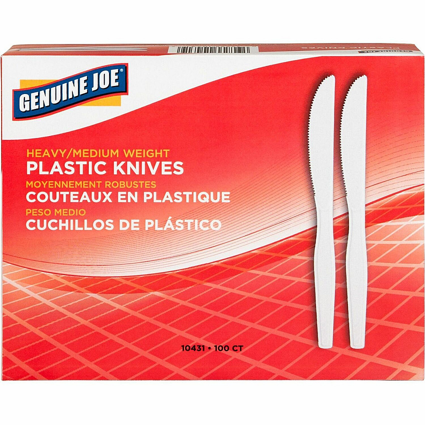 Genuine Joe Heavyweight Disposable Knives Disposable - White - 100 / Box (GJO10431)