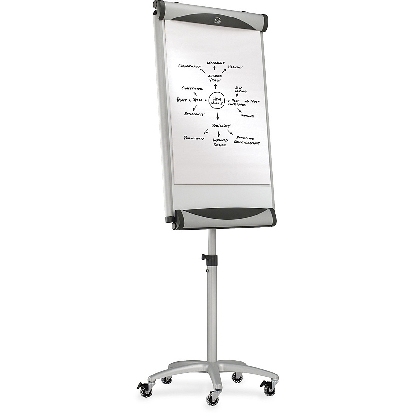 Quartet Euro Premium Mobile Magnetic Easel 27" (2.2 ft) Width x 41" (3.4 ft) Height - White Porcelain Surface - Silver Aluminum Frame - Magnetic - 1 Each (EU2000TE)