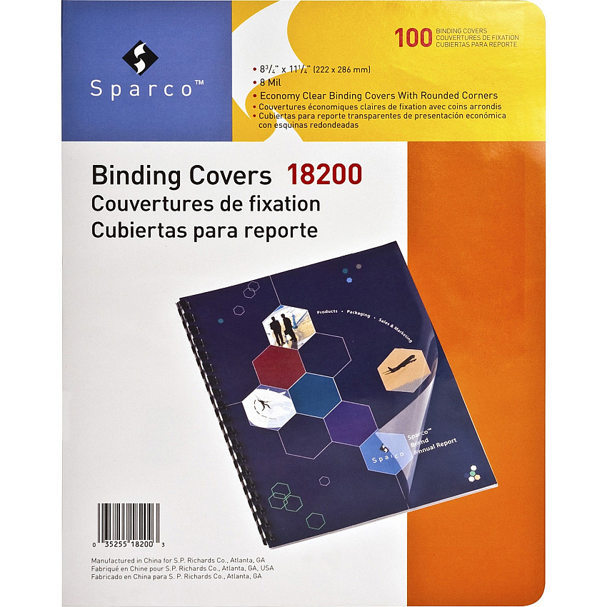 Sparco Presentation Cover 8 3/4" x 11 1/4" - Plastic - Clear - 100 / Pack (18200)