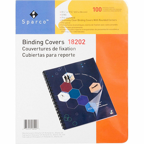 Sparco Presentation Cover 8 3/4" x 11 1/4" - Plastic - Clear - 100 / Pack (18202)