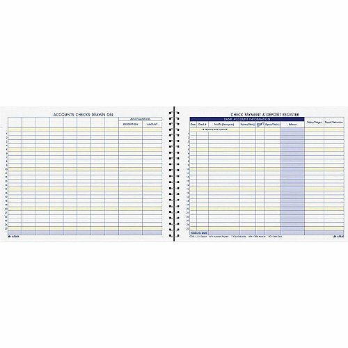 Adams Check Payment & Deposit Register 96 Sheet(s) - 11" x 8.50" Sheet Size - White Sheet(s) - 1 Each (AFR60)