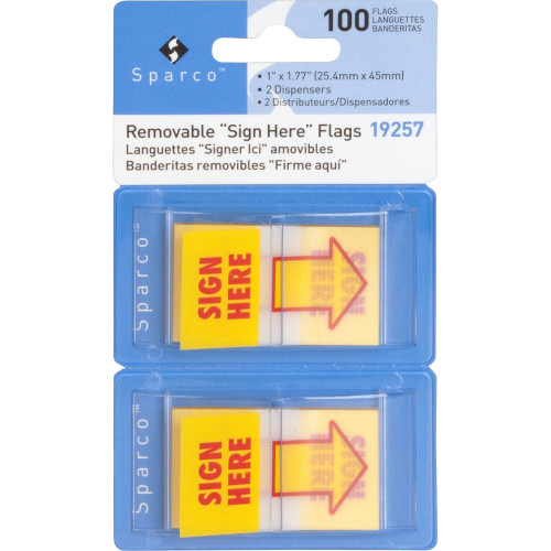 Sparco Pop-up Sign Here Flags in Dispenser (19257)