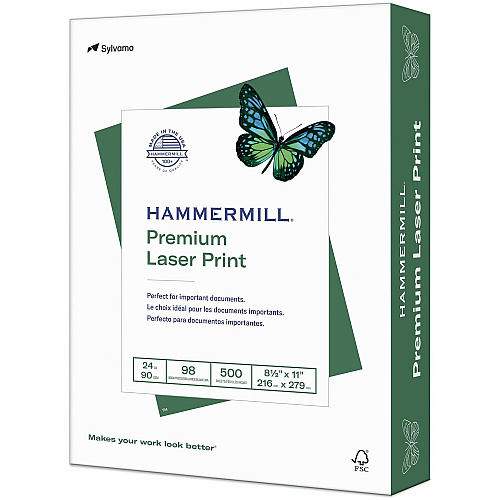 Hammermill Laser Print Paper 98 Brightness - Legal - 8 1/2" x 11" - 24 lb Basis Weight - Ultra Smooth - Jam-free - White - 500 Sheets - 500 Sheets per Ream - 10 / Carton (104604CT)