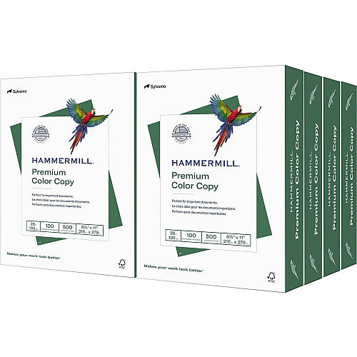 Hammermill Premium Color Copy Paper - White 100 Brightness - Letter - 8 1/2" x 11" - 28 lb Basis Weight - High Brightness, Heavyweight - White - 500 Sheets per Ream - 8 / Carton (102467CT)