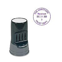 Xstamper VX Pre-inked Round Date Stamp Custom Message Stamp - REC'D, A.M., P.M., PAID, FAXED, ENT'D - 0.81" Impression Diameter - 1 Each (C85)