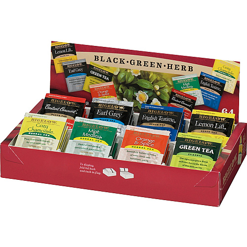 Bigelow Assorted Flavor Herbal Tea, Black Tea, Green Tea Bag Herbal Tea, Black Tea, Green Tea - 64 / Box (10568)